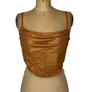Endless Blu. Golden Brown Shiny Corset Top Size L